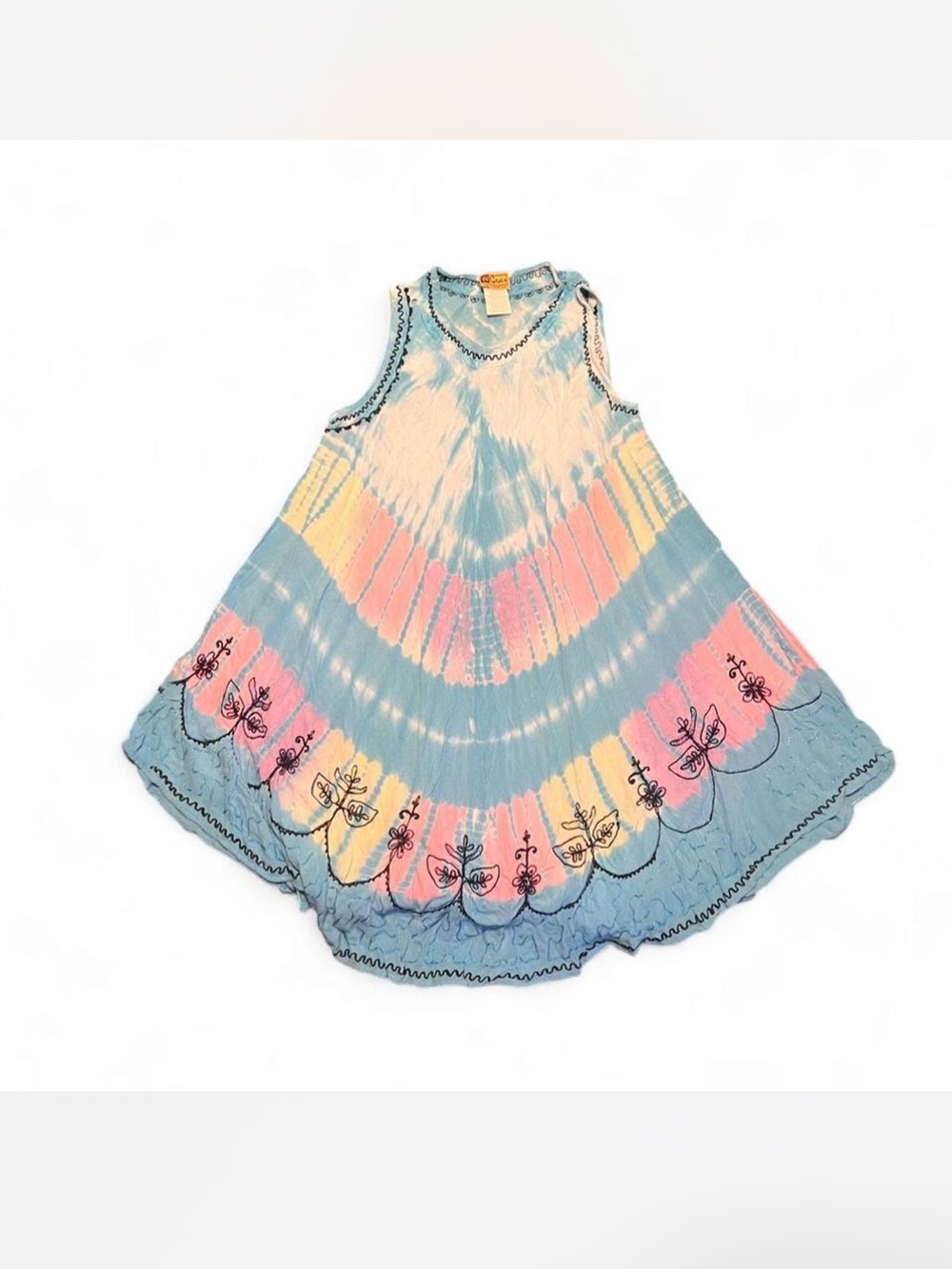 India Boutique Boho Chic Umbrella Tie Dye Floral Sun Dress